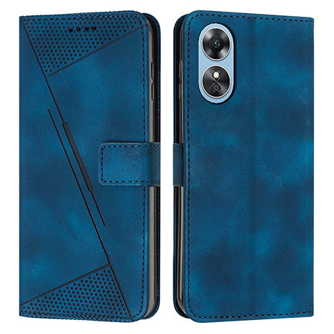 Handytasche Stand Schutzhülle Flip Leder Hülle Y07X für Oppo A17 Blau