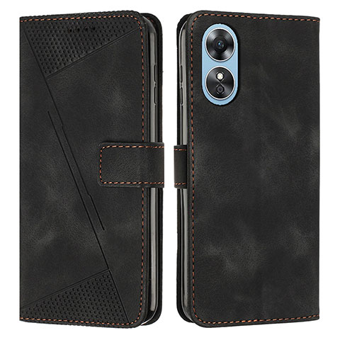 Handytasche Stand Schutzhülle Flip Leder Hülle Y07X für Oppo A17 Schwarz