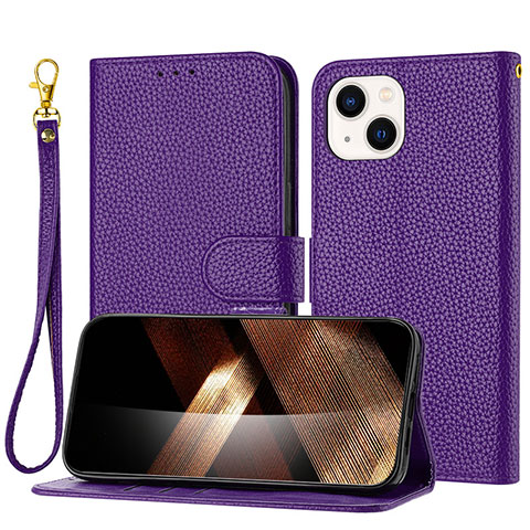 Handytasche Stand Schutzhülle Flip Leder Hülle Y09X für Apple iPhone 14 Violett