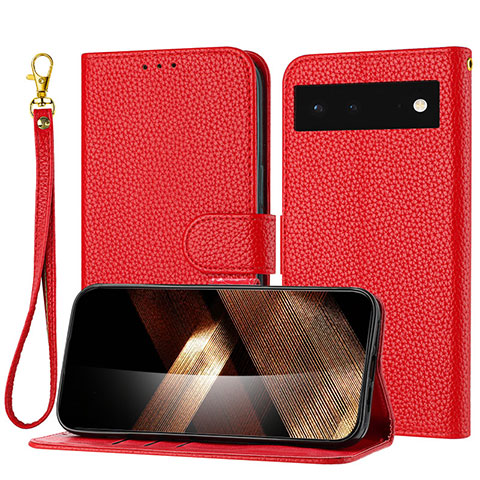 Handytasche Stand Schutzhülle Flip Leder Hülle Y09X für Google Pixel 6 5G Rot