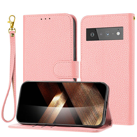 Handytasche Stand Schutzhülle Flip Leder Hülle Y09X für Google Pixel 6 Pro 5G Rosegold