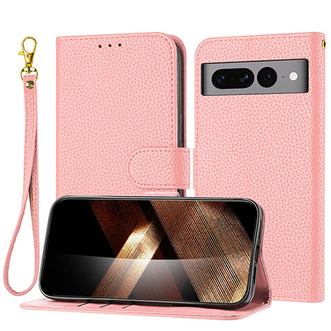 Handytasche Stand Schutzhülle Flip Leder Hülle Y09X für Google Pixel 7 Pro 5G Rosegold