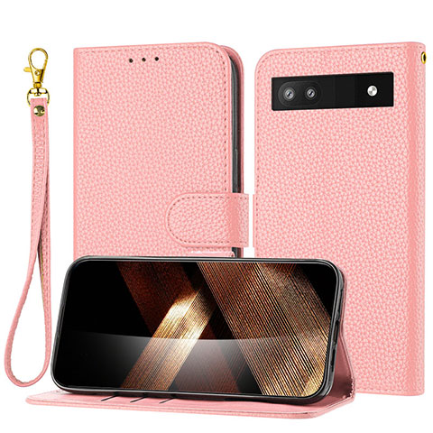 Handytasche Stand Schutzhülle Flip Leder Hülle Y09X für Google Pixel 7a 5G Rosegold