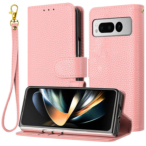 Handytasche Stand Schutzhülle Flip Leder Hülle Y09X für Google Pixel Fold 5G Rosegold