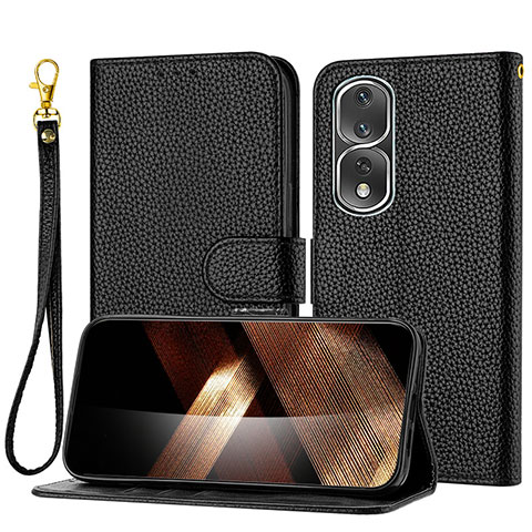 Handytasche Stand Schutzhülle Flip Leder Hülle Y09X für Huawei Honor 80 Pro 5G Schwarz