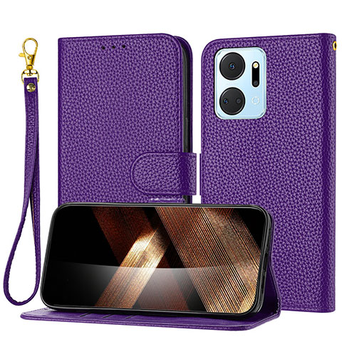 Handytasche Stand Schutzhülle Flip Leder Hülle Y09X für Huawei Honor X7a Violett