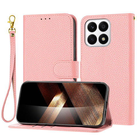 Handytasche Stand Schutzhülle Flip Leder Hülle Y09X für Huawei Honor X8a 4G Rosegold