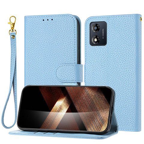 Handytasche Stand Schutzhülle Flip Leder Hülle Y09X für Motorola Moto E13 Blau