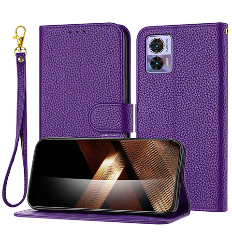 Handytasche Stand Schutzhülle Flip Leder Hülle Y09X für Motorola Moto Edge 30 Lite 5G Violett