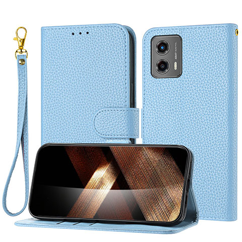 Handytasche Stand Schutzhülle Flip Leder Hülle Y09X für Motorola Moto G 5G (2023) Blau