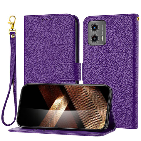 Handytasche Stand Schutzhülle Flip Leder Hülle Y09X für Motorola Moto G 5G (2023) Violett