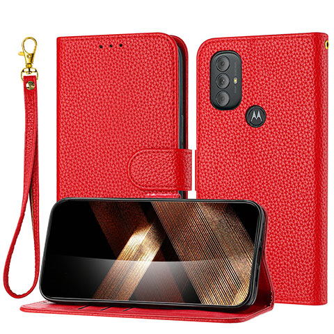 Handytasche Stand Schutzhülle Flip Leder Hülle Y09X für Motorola Moto G Play (2023) Rot