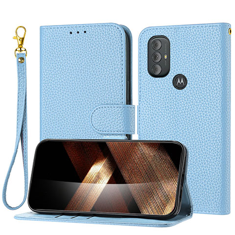 Handytasche Stand Schutzhülle Flip Leder Hülle Y09X für Motorola Moto G Power (2022) Blau