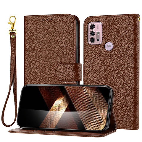 Handytasche Stand Schutzhülle Flip Leder Hülle Y09X für Motorola Moto G20 Braun