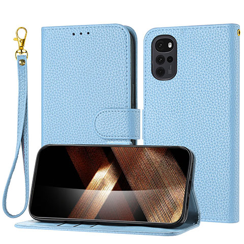 Handytasche Stand Schutzhülle Flip Leder Hülle Y09X für Motorola Moto G22 Blau