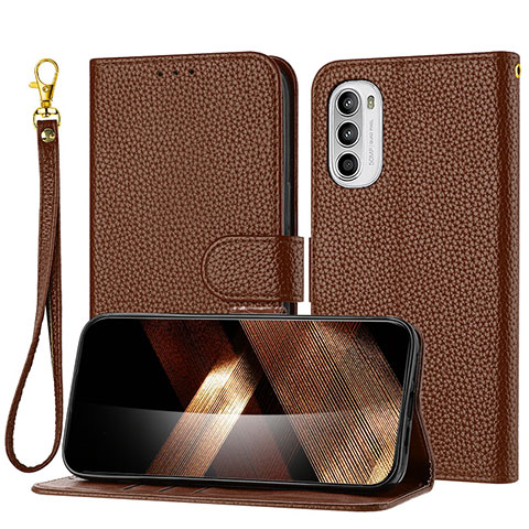 Handytasche Stand Schutzhülle Flip Leder Hülle Y09X für Motorola Moto G31 Braun