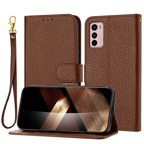 Handytasche Stand Schutzhülle Flip Leder Hülle Y09X für Motorola Moto G42 Braun