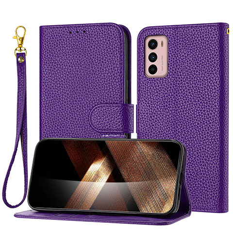 Handytasche Stand Schutzhülle Flip Leder Hülle Y09X für Motorola Moto G42 Violett