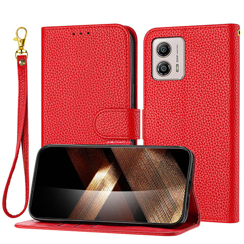 Handytasche Stand Schutzhülle Flip Leder Hülle Y09X für Motorola Moto G53 5G Rot