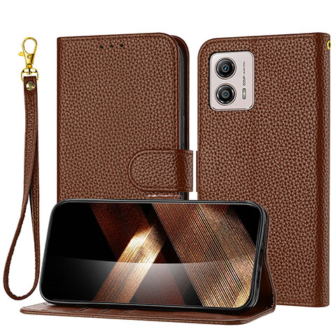 Handytasche Stand Schutzhülle Flip Leder Hülle Y09X für Motorola Moto G53j 5G Braun