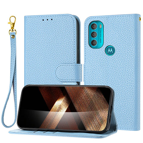 Handytasche Stand Schutzhülle Flip Leder Hülle Y09X für Motorola Moto G71 5G Blau