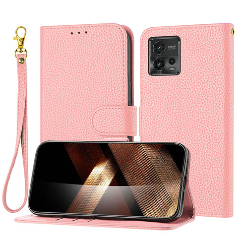 Handytasche Stand Schutzhülle Flip Leder Hülle Y09X für Motorola Moto G72 Rosegold