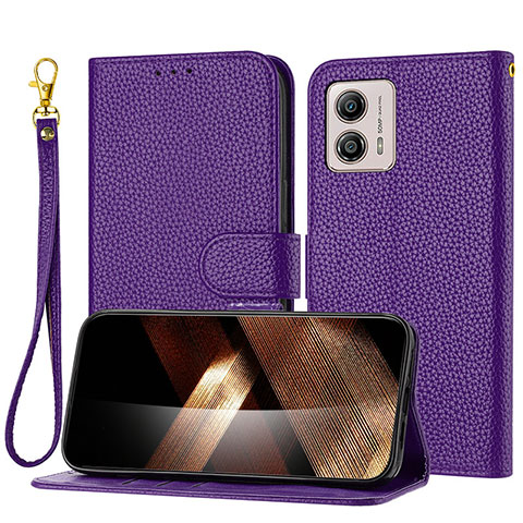 Handytasche Stand Schutzhülle Flip Leder Hülle Y09X für Motorola Moto G73 5G Violett