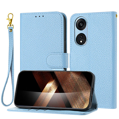 Handytasche Stand Schutzhülle Flip Leder Hülle Y09X für Oppo A17 Blau