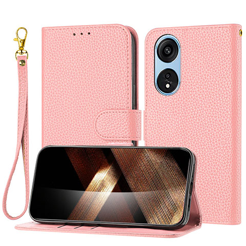 Handytasche Stand Schutzhülle Flip Leder Hülle Y09X für Oppo A17 Rosegold