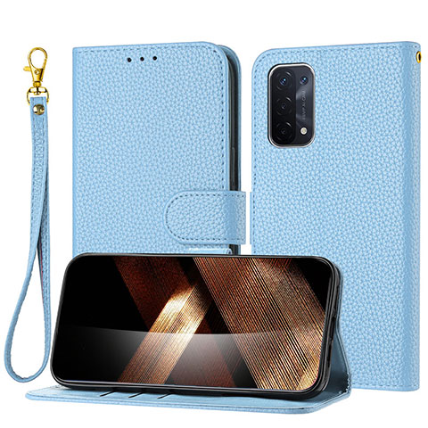 Handytasche Stand Schutzhülle Flip Leder Hülle Y09X für Oppo A54 5G Blau