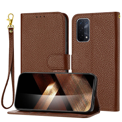 Handytasche Stand Schutzhülle Flip Leder Hülle Y09X für Oppo A54 5G Braun