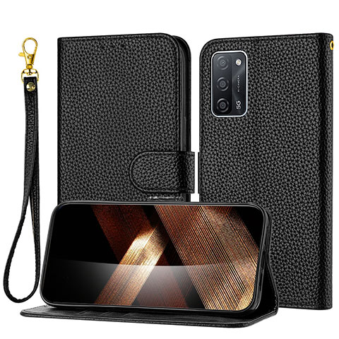 Handytasche Stand Schutzhülle Flip Leder Hülle Y09X für Oppo A55 5G Schwarz