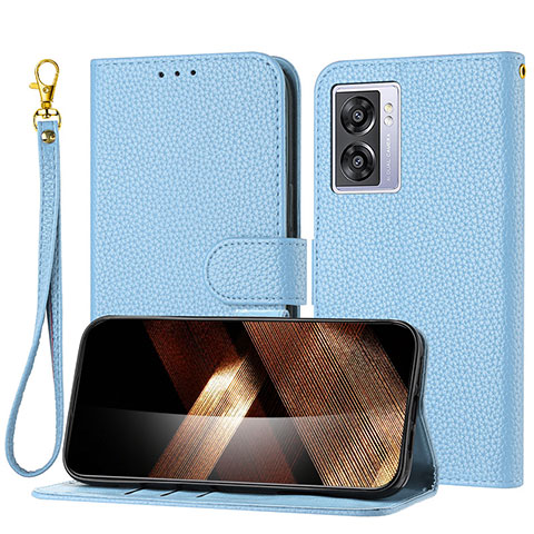 Handytasche Stand Schutzhülle Flip Leder Hülle Y09X für Oppo A57 5G Blau