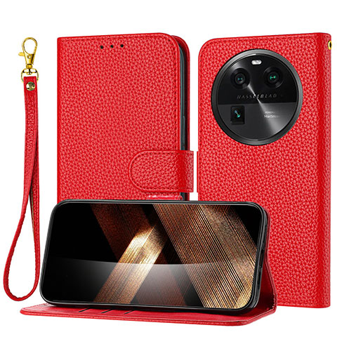 Handytasche Stand Schutzhülle Flip Leder Hülle Y09X für Oppo Find X6 Pro 5G Rot