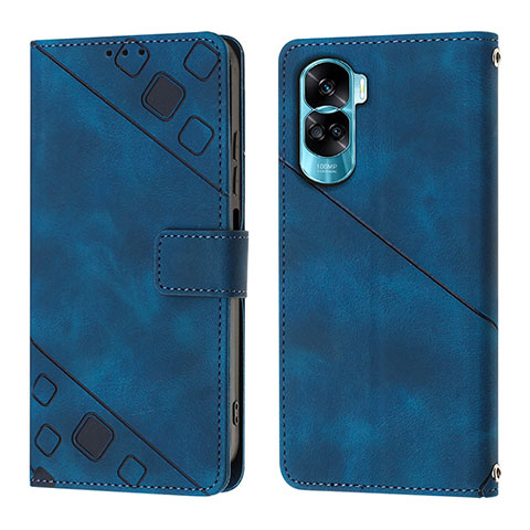 Handytasche Stand Schutzhülle Flip Leder Hülle YB1 für Huawei Honor 90 Lite 5G Blau