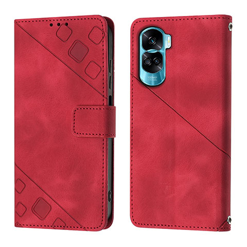 Handytasche Stand Schutzhülle Flip Leder Hülle YB1 für Huawei Honor 90 Lite 5G Rot