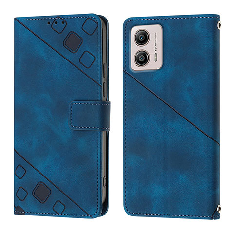 Handytasche Stand Schutzhülle Flip Leder Hülle YB1 für Motorola Moto G53 5G Blau