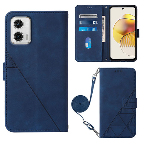 Handytasche Stand Schutzhülle Flip Leder Hülle YB1 für Motorola Moto G73 5G Blau