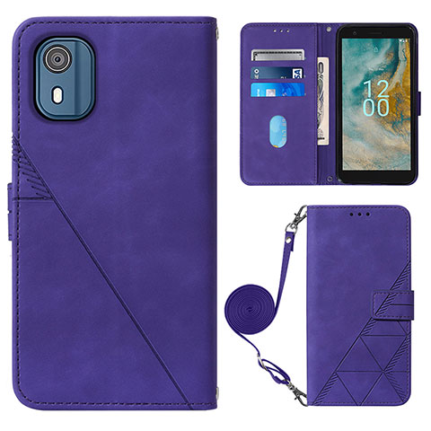 Handytasche Stand Schutzhülle Flip Leder Hülle YB1 für Nokia C02 Violett