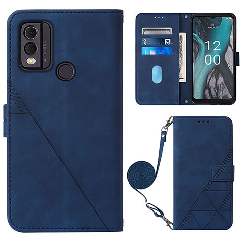 Handytasche Stand Schutzhülle Flip Leder Hülle YB1 für Nokia C22 Blau