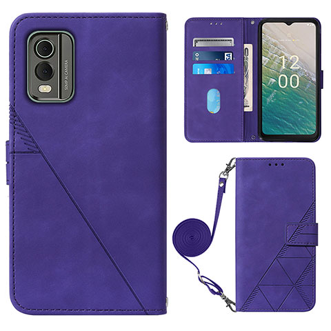 Handytasche Stand Schutzhülle Flip Leder Hülle YB1 für Nokia C32 Violett