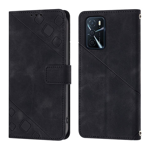 Handytasche Stand Schutzhülle Flip Leder Hülle YB1 für Oppo A16 Schwarz