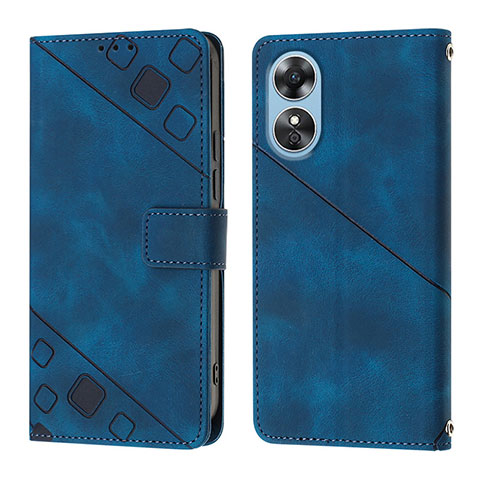 Handytasche Stand Schutzhülle Flip Leder Hülle YB1 für Oppo A17 Blau