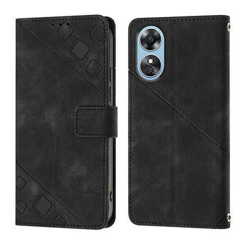 Handytasche Stand Schutzhülle Flip Leder Hülle YB1 für Oppo A17 Schwarz