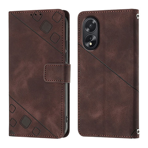 Handytasche Stand Schutzhülle Flip Leder Hülle YB1 für Oppo A18 Braun