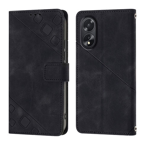 Handytasche Stand Schutzhülle Flip Leder Hülle YB1 für Oppo A18 Schwarz