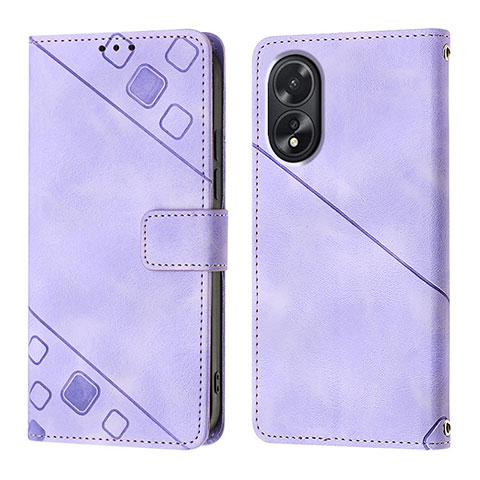 Handytasche Stand Schutzhülle Flip Leder Hülle YB1 für Oppo A18 Violett