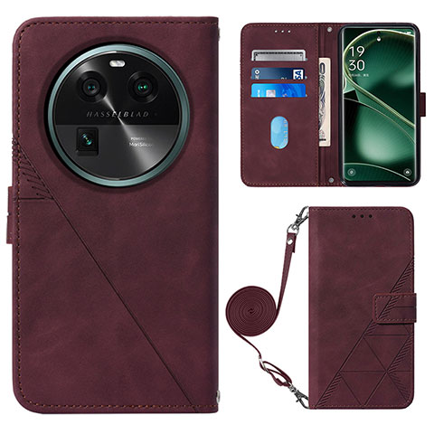 Handytasche Stand Schutzhülle Flip Leder Hülle YB1 für Oppo Find X6 5G Rot