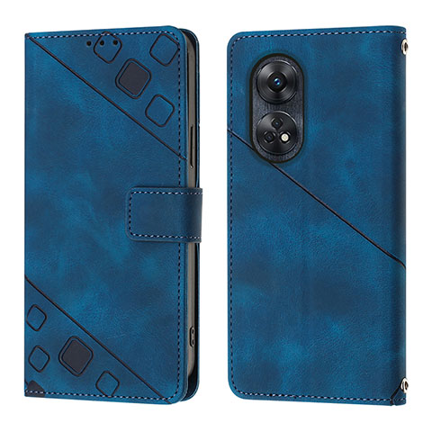 Handytasche Stand Schutzhülle Flip Leder Hülle YB1 für Oppo Reno8 T 4G Blau