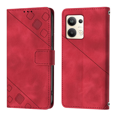 Handytasche Stand Schutzhülle Flip Leder Hülle YB1 für Oppo Reno9 Pro+ Plus 5G Rot